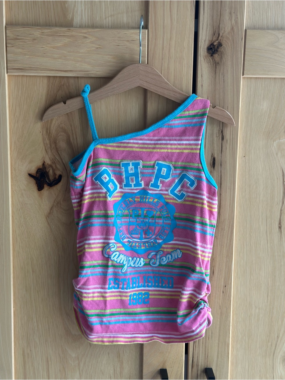 VTG Beverly Hills Polo Club Kids Striped One Shoulder Tank 4T